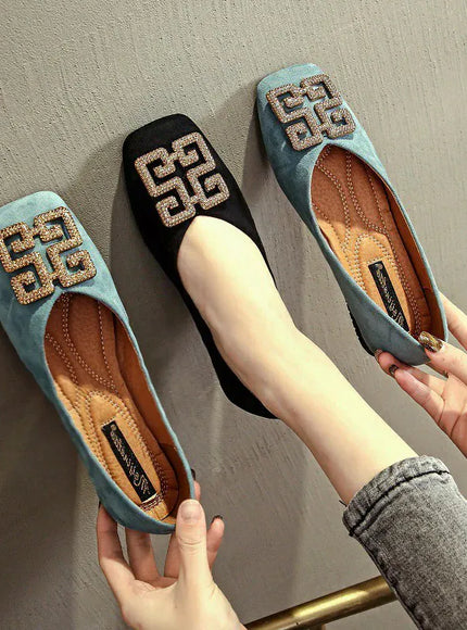 KissICON Flat Shoes for Women's Spring New Square Toe