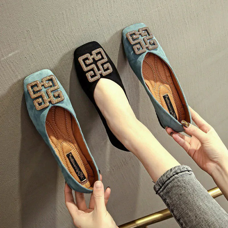 KissICON Flat Shoes for Women's Spring New Square Toe