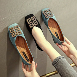 KissICON Flat Shoes for Women's Spring New Square Toe