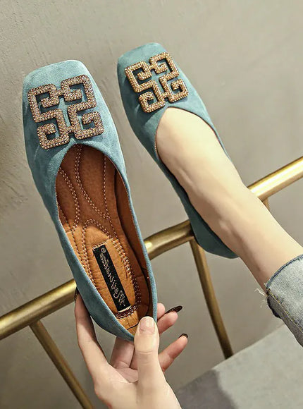 KissICON Flat Shoes for Women's Spring New Square Toe