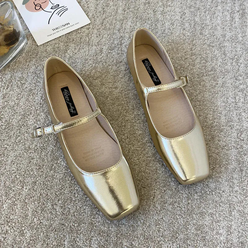 KissICON Flat Shoes for Women Silver Mary Jane Women's