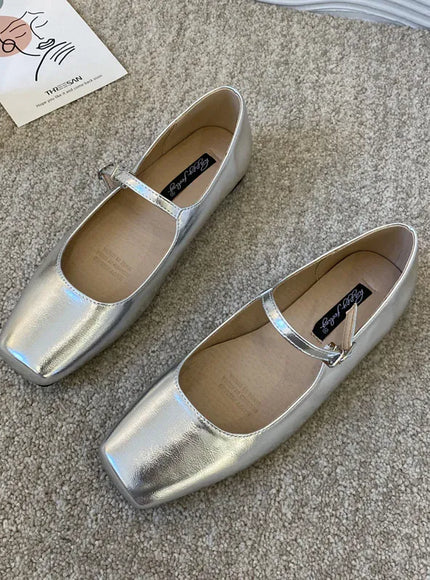 KissICON Flat Shoes for Women Silver Mary Jane Women's