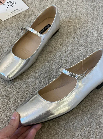 KissICON Flat Shoes for Women Silver Mary Jane Women's