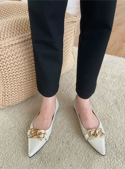 KissICON Flat Shoes for Women Spring Summer New Metal