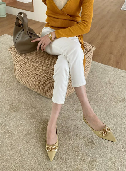 KissICON Flat Shoes for Women Spring Summer New Metal