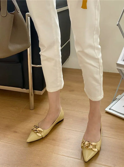 KissICON Flat Shoes for Women Spring Summer New Metal