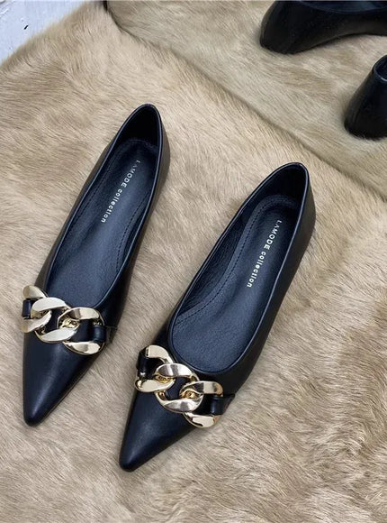KissICON Flat Shoes for Women Spring Summer New Metal
