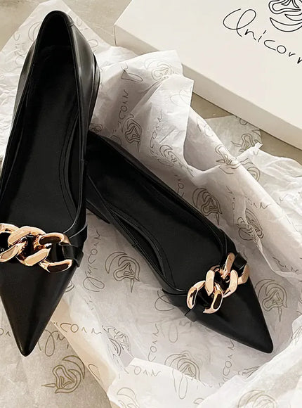 KissICON Flat Shoes for Women Spring Summer New Metal