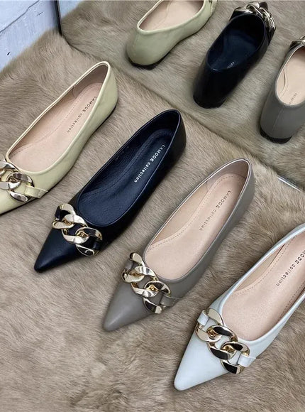 KissICON Flat Shoes for Women Spring Summer New Metal