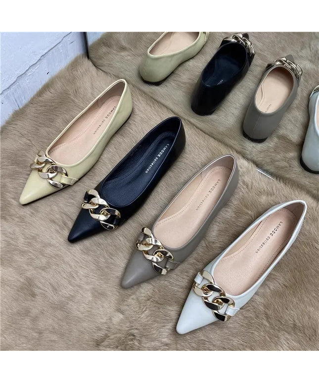 KissICON Flat Shoes for Women Spring Summer New Metal