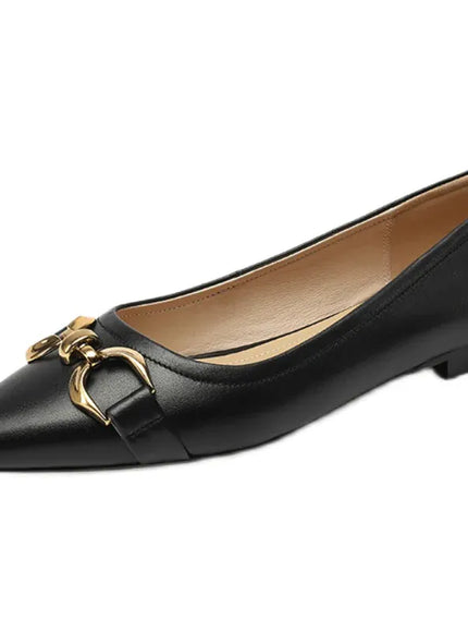 KissICON Flat Shoes Women's Spring New Pointed Metal Buckle