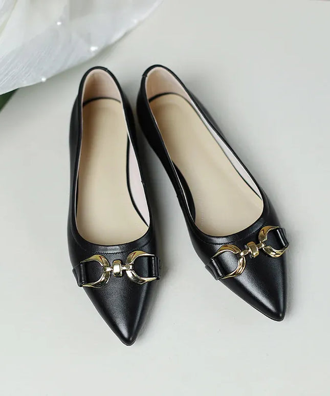 KissICON Flat Shoes Women's Spring New Pointed Metal Buckle