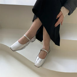 KissICON Flats Shoes for Women Luxury Silver Ballet Shoes