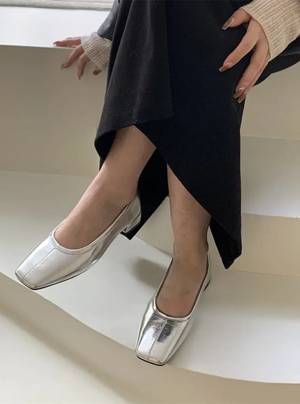 KissICON Flats Shoes for Women Luxury Silver Ballet Shoes