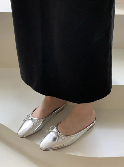 KissICON Flats Shoes for Women Luxury Silver Ballet Shoes