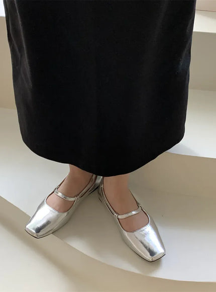 KissICON Flats Shoes for Women Luxury Silver Ballet Shoes