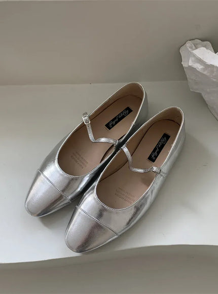 KissICON Flats Shoes for Women Luxury Silver Ballet Shoes