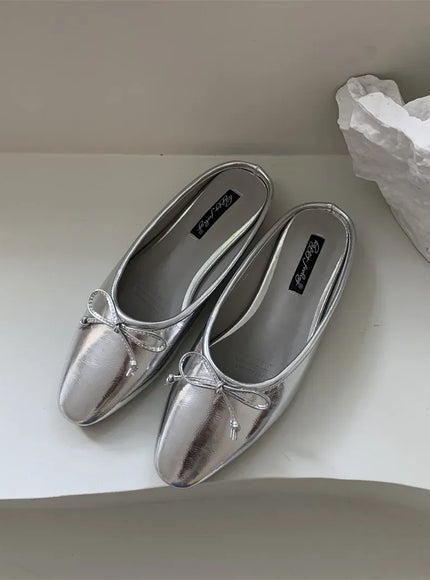 KissICON Flats Shoes for Women Luxury Silver Ballet Shoes