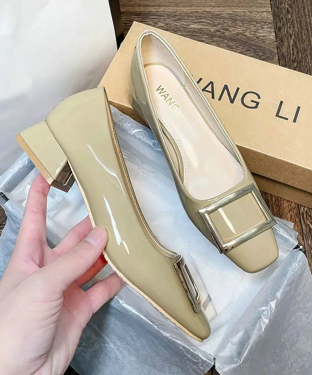 KissICON Flats Women's Shoes Patent Leather Square Buckle Shoes