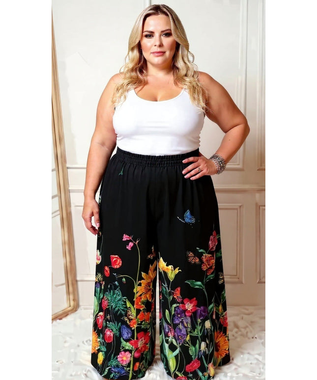 KissICON Floral Fiesta Wide-Leg Pants