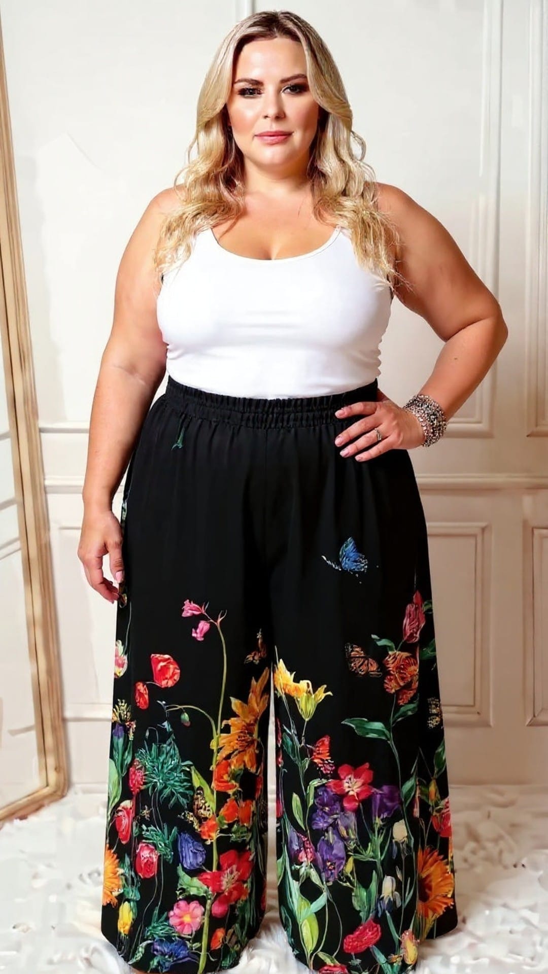 KissICON Floral Fiesta Wide-Leg Pants