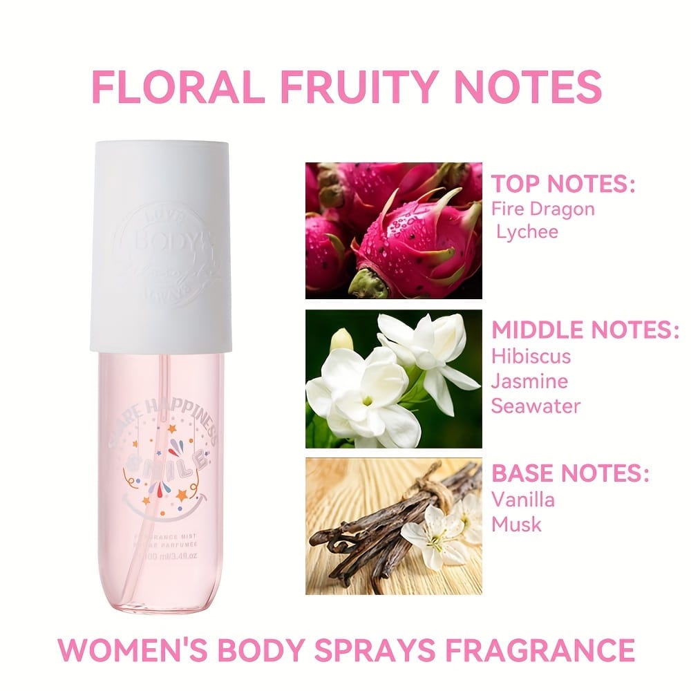 KissICON Floral Fruity Notes 3.4 Oz KissIcon Smile Happiness Fragrance Mist - Floral Fruity
