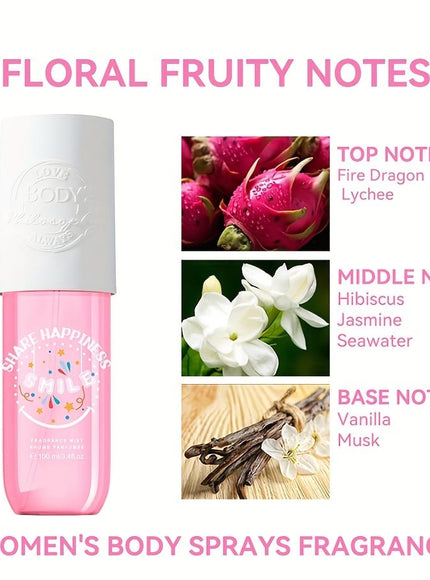 KissICON Floral Fruity Notes 3.4 Oz KissIcon Smile Happiness Fragrance Mist - Floral Fruity