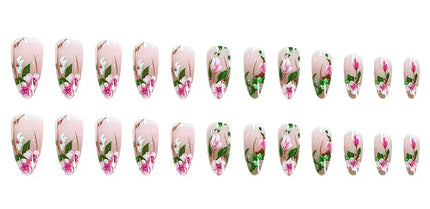 KissICON Floral Garden Fresh Press On Nails Almond Stiletto
