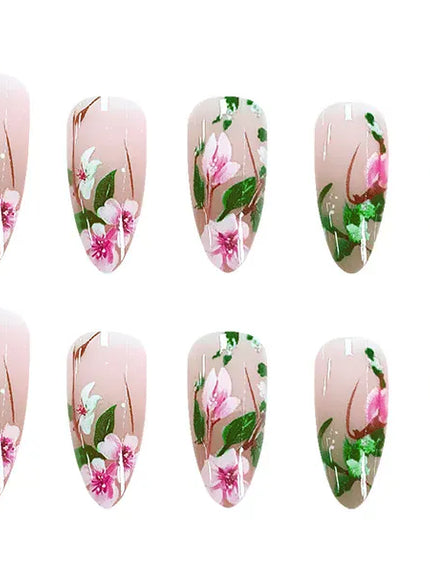 KissICON Floral Garden Fresh Press On Nails Almond Stiletto