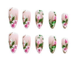 KissICON Floral Garden Fresh Press On Nails Almond Stiletto