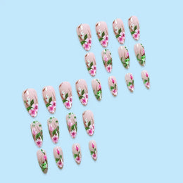KissICON Floral Garden Fresh Press On Nails Almond Stiletto