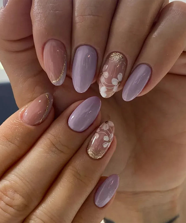 KissICON Floral Garden Fresh Press On Nails Almond Stiletto