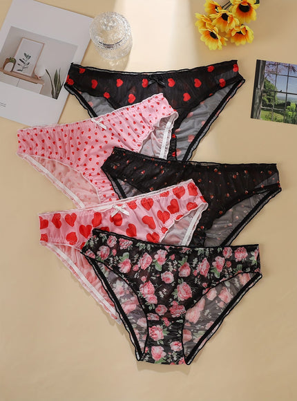 KissICON Floral Heart Patchwork Curve Panties Set