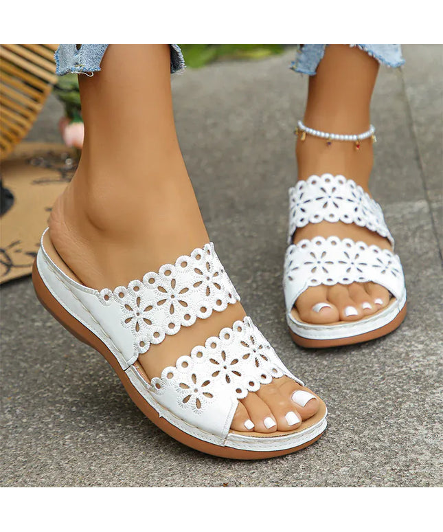 KissICON Floral Hollow Decor Wedges Sandals for Women Plus