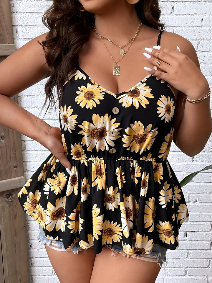 Floral Print Lace-Trimmed Camisole