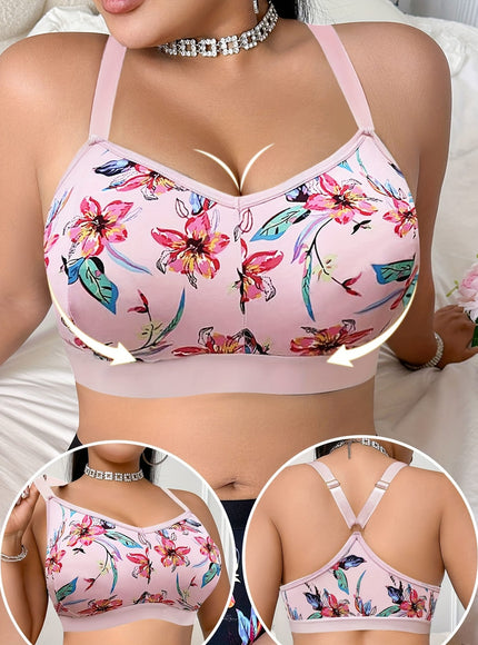 KissICON Floral Print Wirefree Curve Bra – Back