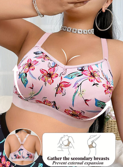 KissICON Floral Print Wirefree Curve Bra – Back