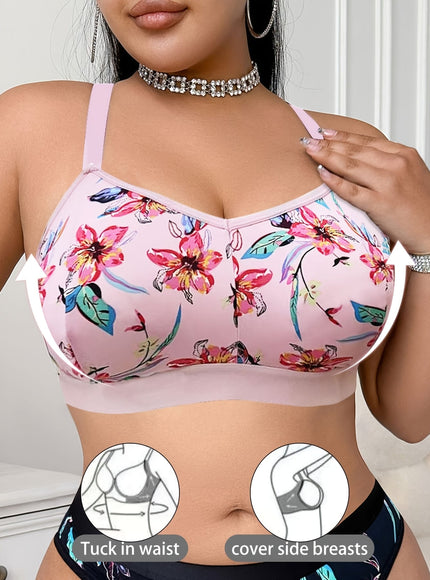 KissICON Floral Print Wirefree Curve Bra – Back