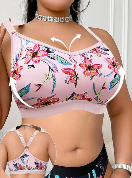 KissICON Floral Print Wirefree Curve Bra – Back