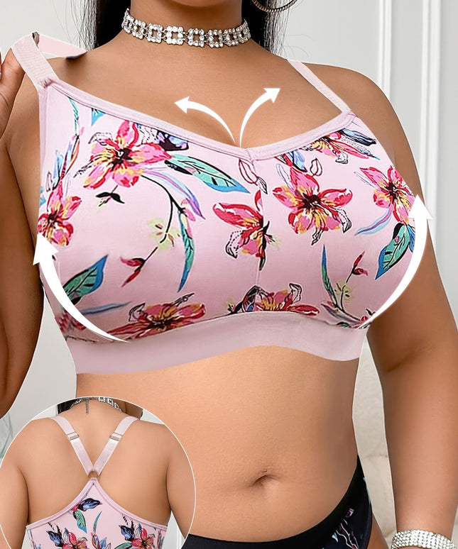 KissICON Floral Print Wirefree Curve Bra – Back