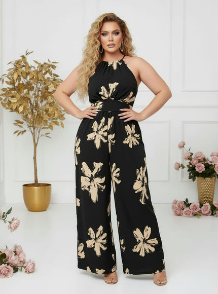 jkthpu-45 jumpsuit Floral Sleeveless Plus Size Summer Casual Jumpsuit