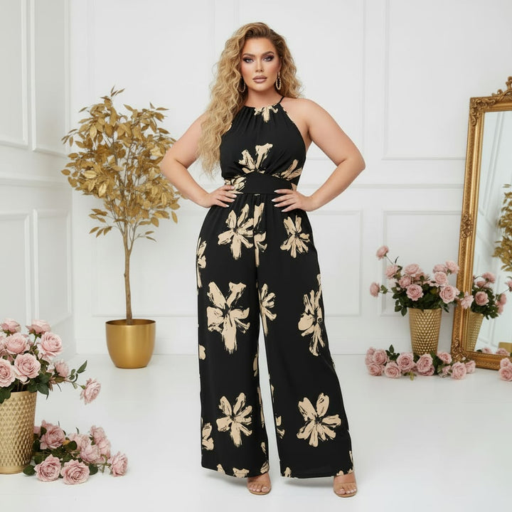 Floral Sleeveless Plus Size Summer Casual Jumpsuit