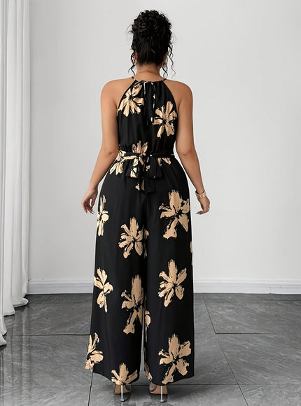 jkthpu-45 jumpsuit Floral Sleeveless Plus Size Summer Casual Jumpsuit