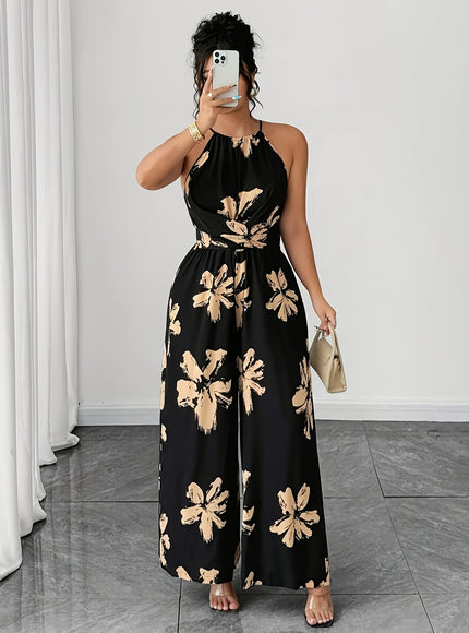 jkthpu-45 jumpsuit Floral Sleeveless Plus Size Summer Casual Jumpsuit