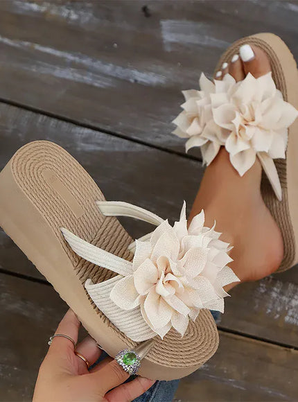 KissICON Flower Decor Wedges Sandals for Women Plus Size