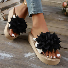 KissICON Flower Decor Wedges Sandals for Women Plus Size