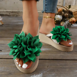 KissICON Flower Decor Wedges Sandals for Women Plus Size