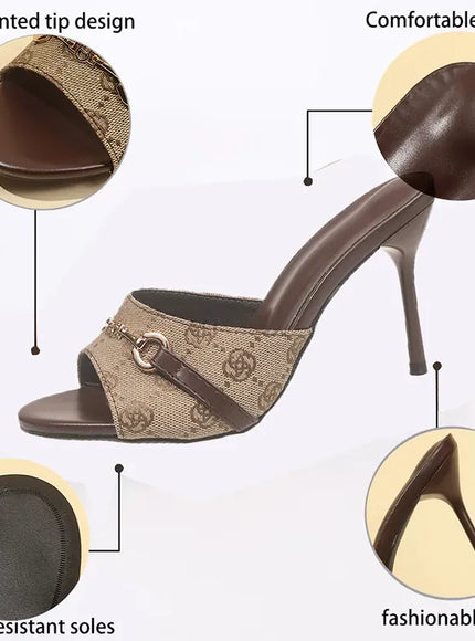 KissICON Flower Embroidery High Heels Sandals Women 2025 Pointed
