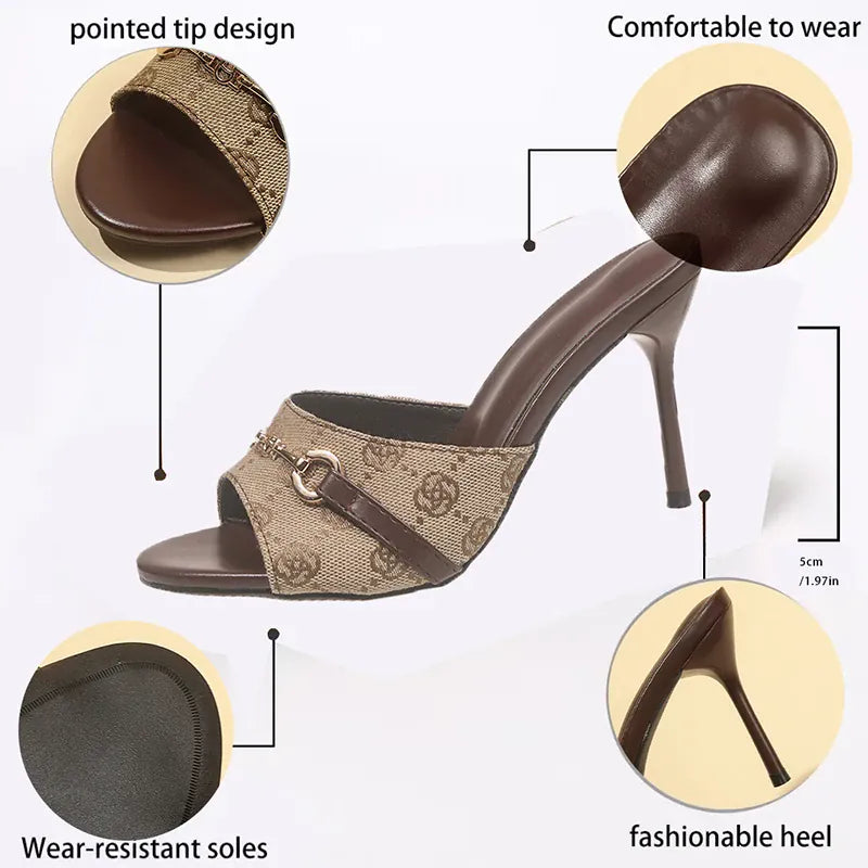 KissICON Flower Embroidery High Heels Sandals Women 2025 Pointed