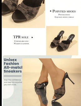 KissICON Flower Embroidery High Heels Sandals Women 2025 Pointed